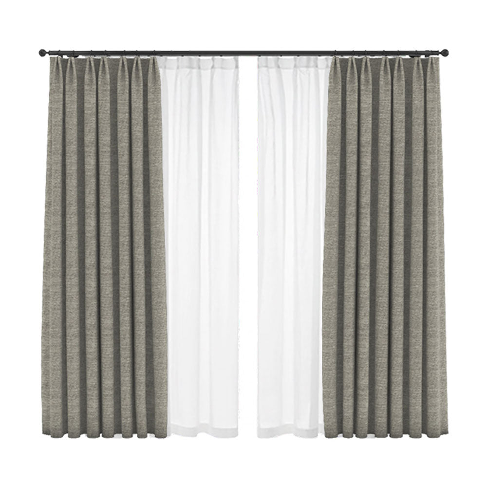 Cotton and Linen Raw Wood Style Blackout Custom Thick Window Curtains