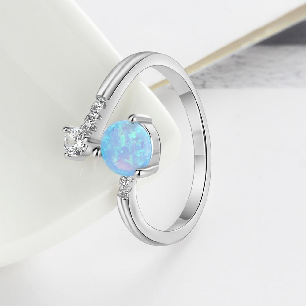 Elegant 925 Sterling Silver Wrap Adjustable Ring Blue Pink White Opal Rings Wedding Jewelry