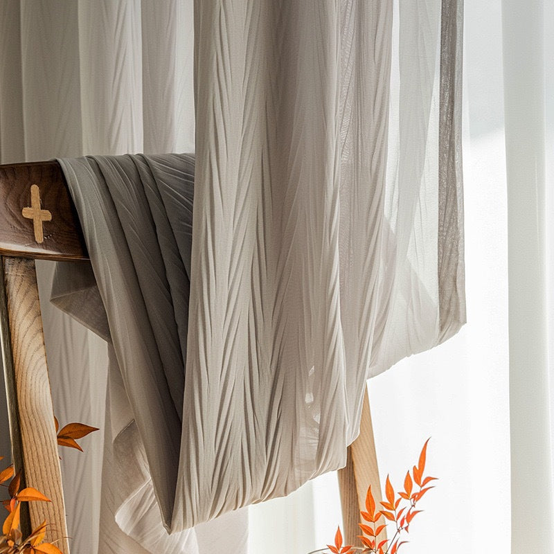 Crinkled Organza Curtains Simple and Customizable Semi-Transparent Window Treatments