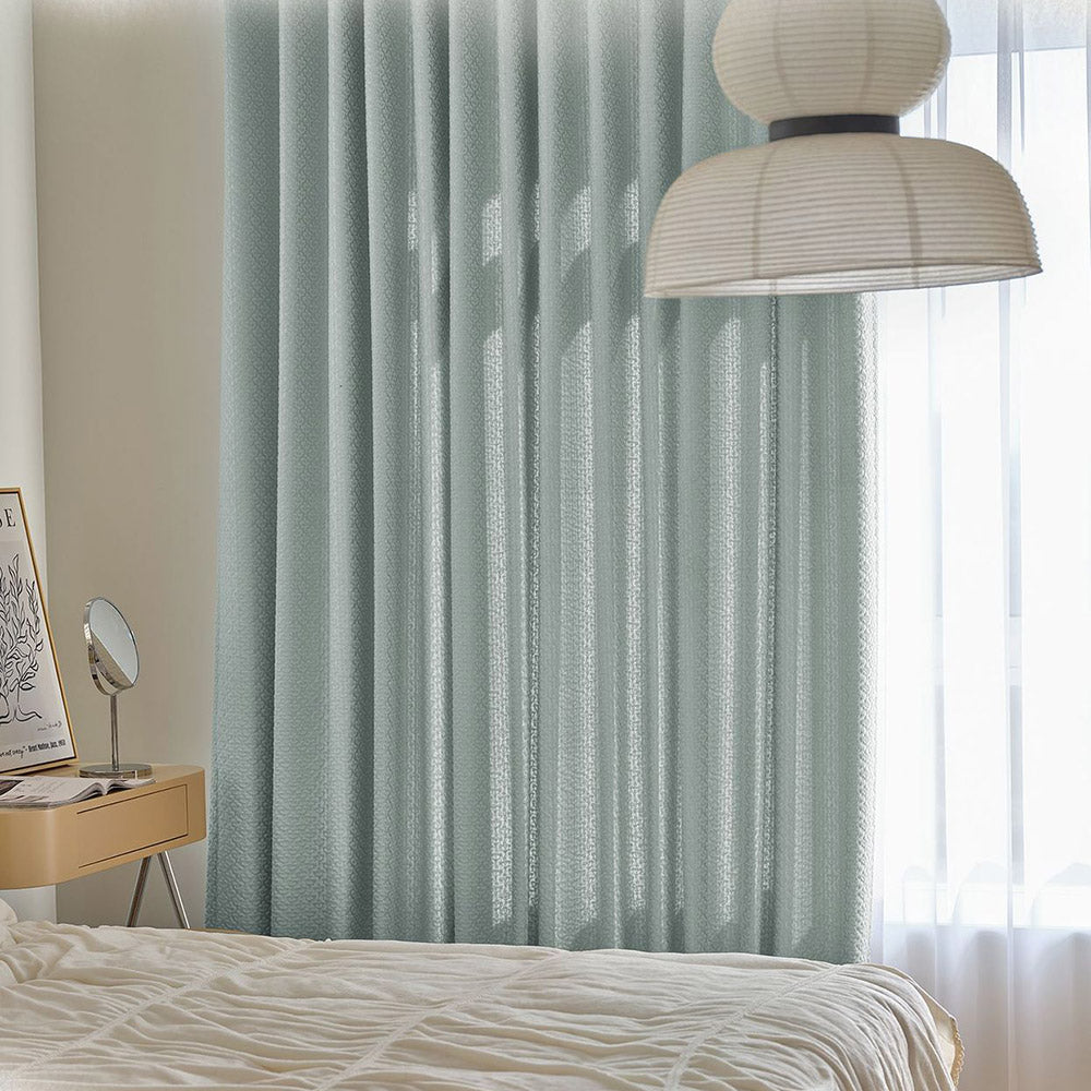 Cotton and Linen Jacquard Small Leaf Curtains Customizable Curtains with Light Blocking and Thermal Insulation