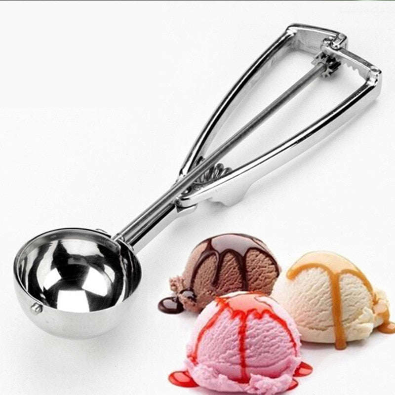 Ice Cream Scoop Kitchen Tools 3 Size Stainless Steel Spring Handle Mash Potato Watermelon Ball Scoop Home Kitchen Accessories