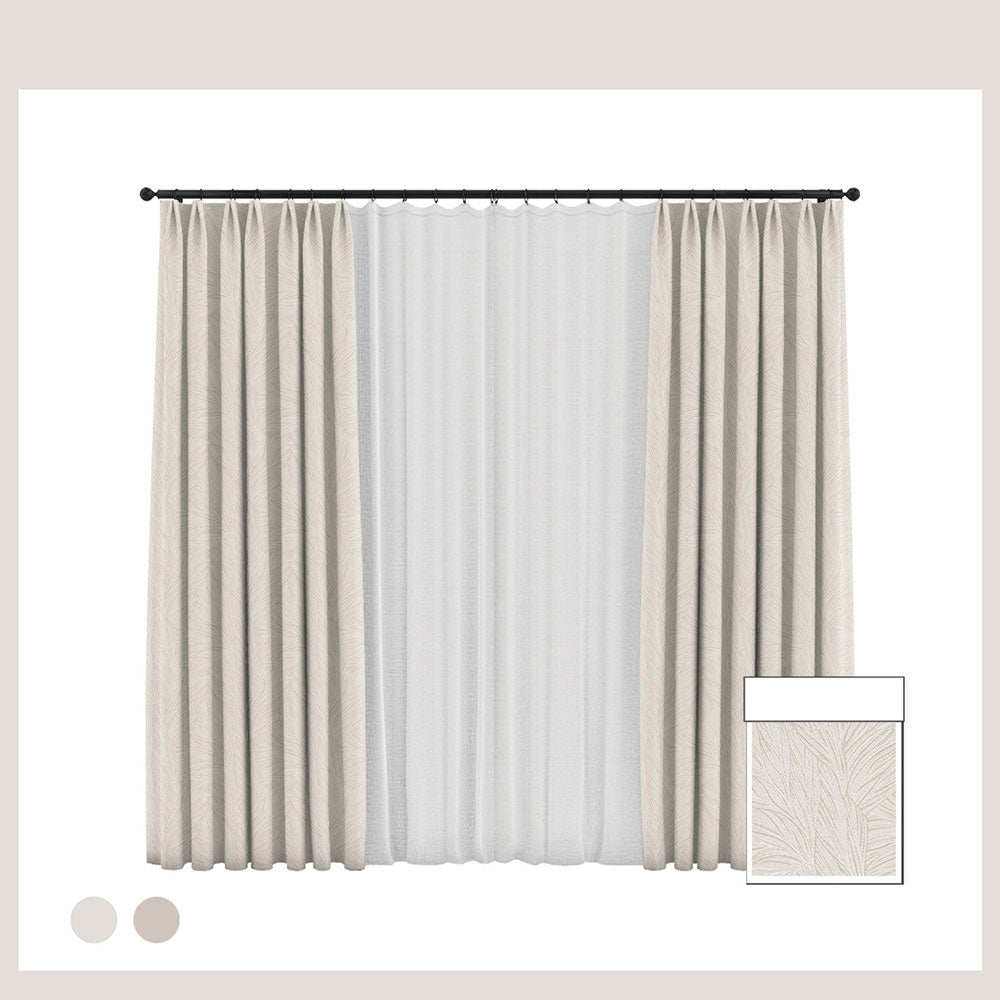 Natural Leaf Pattern Jacquard Blackout Curtains Customizable Thick Curtains