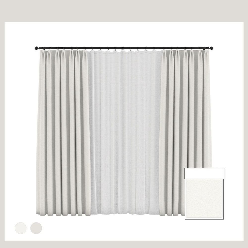 Natural Leaf Pattern Jacquard Blackout Curtains Customizable Thick Curtains