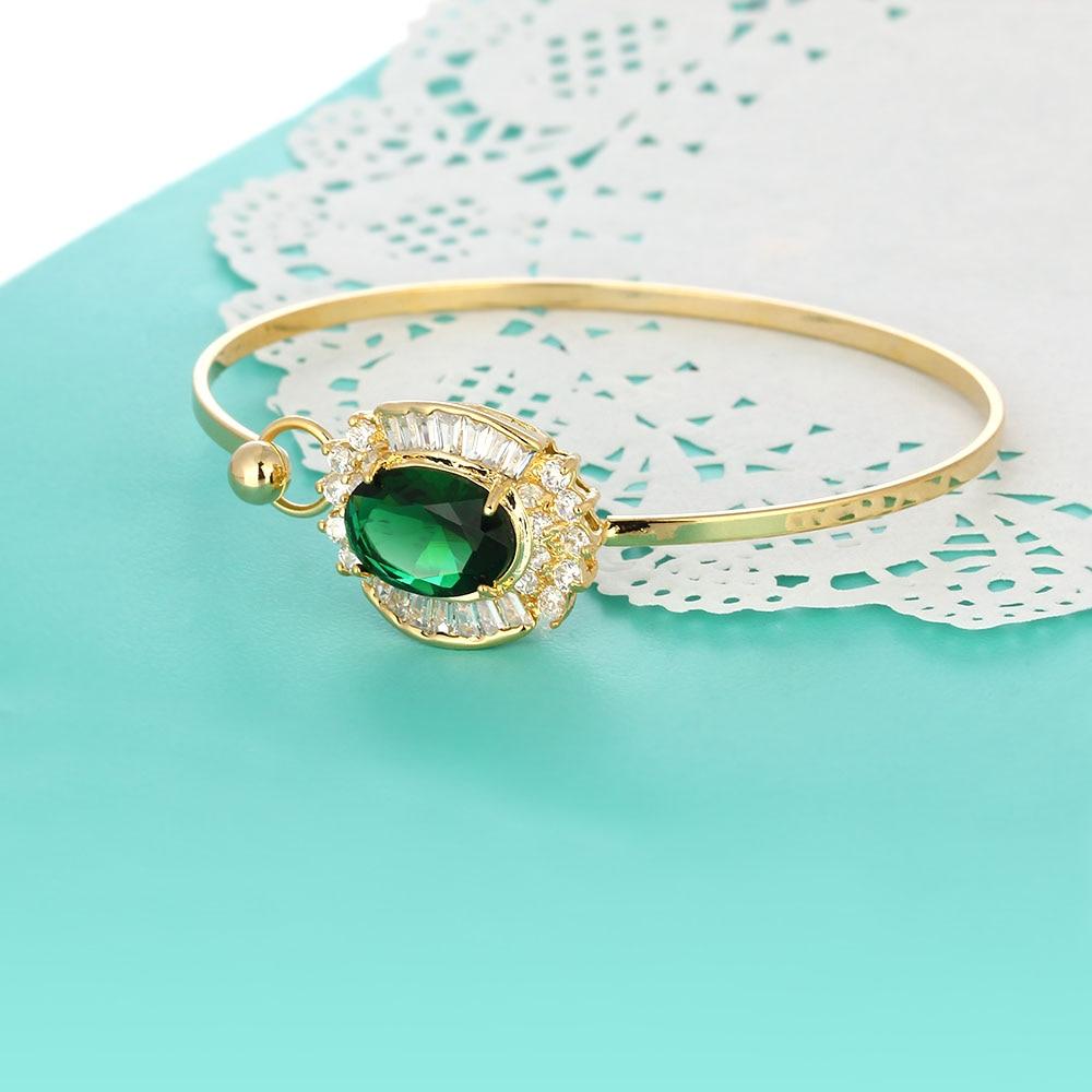 14mm AAA Green Cubic Zirconia In Floral Shape Bracelet Party Queen Accessories Vintage Golden Bracelets