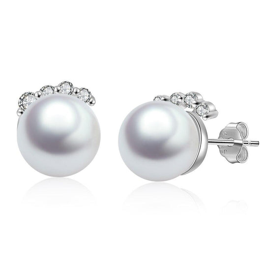 925 Sterling Silver Pearl Wedding Earrings for Women White Pearls Stud Earrings Fine Jewelry Gift for Girls