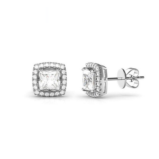 6MM Square Cubic Zirconia Sterling Silver Earrings No Women Can Refuse Them