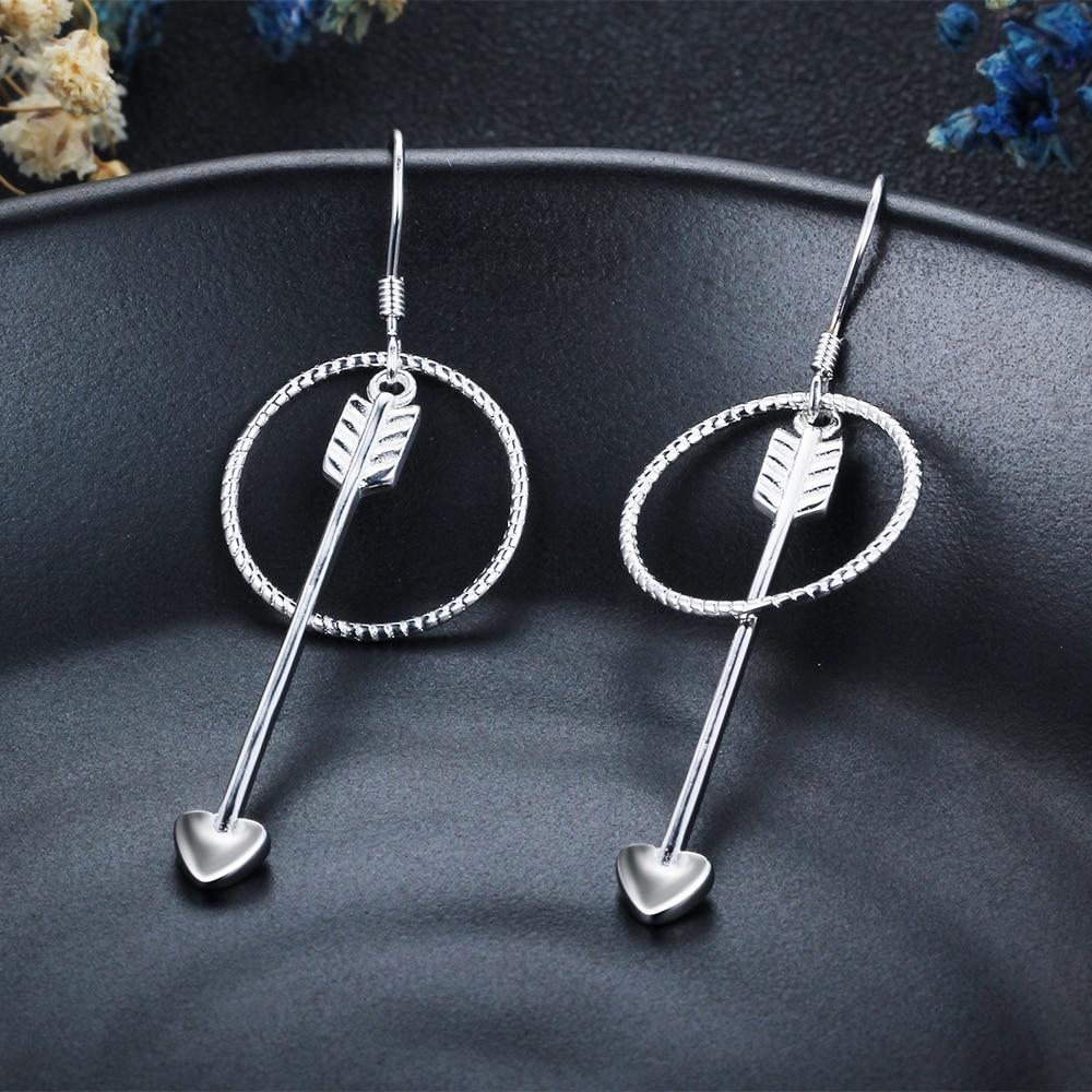 Arrow Shape With Big Circle Drop Earrings For Women 925 Sterling Silver Jewelry Female Party Gift