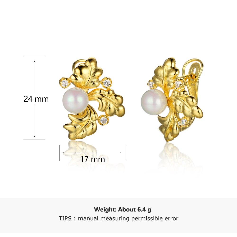 Golden Leaf Surrounding Pearl Accessorise No Piercing Ear Clip Earring Vintage Trendy Party Jewelry Earrings