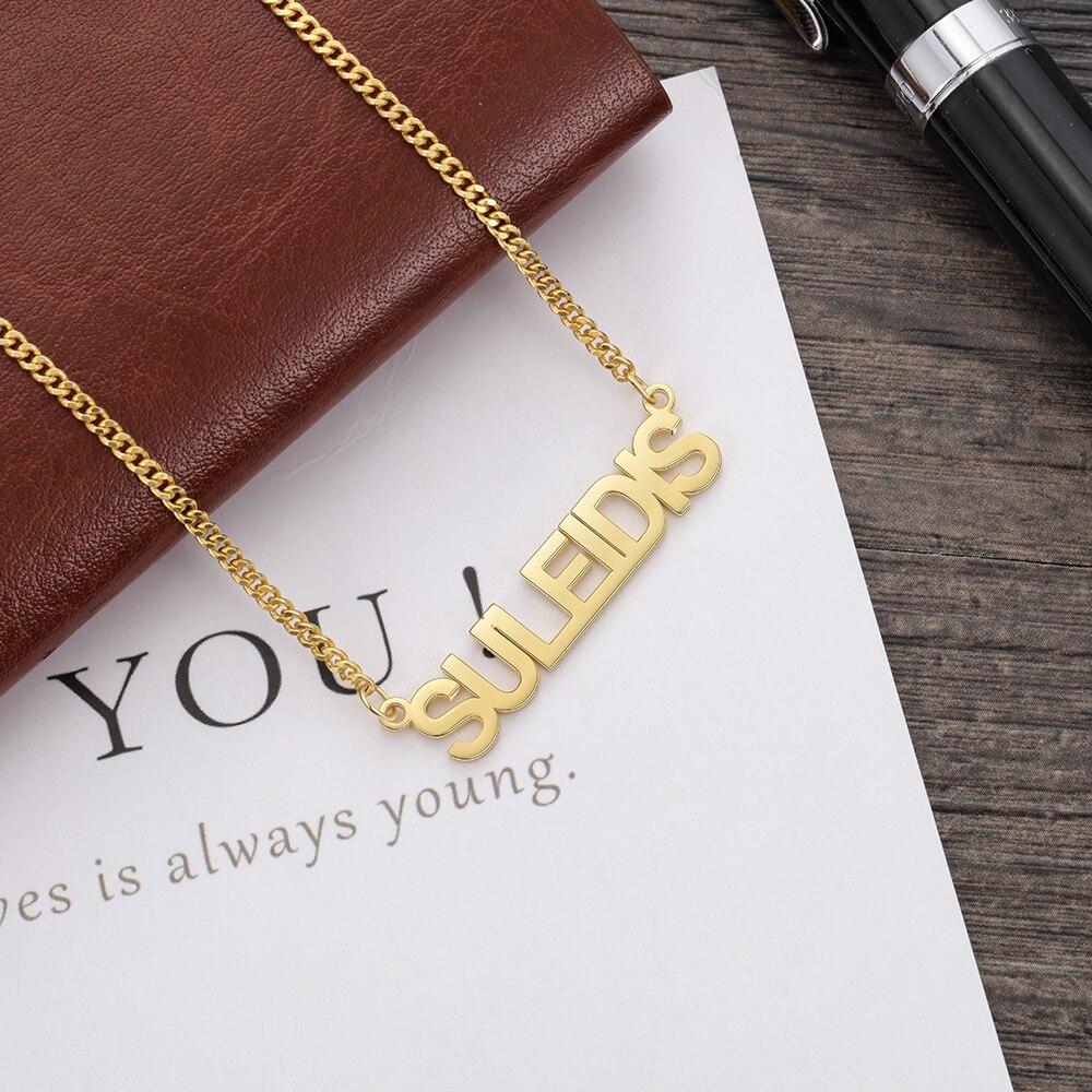 Personalized Jewelry Customized Letter Nameplate Necklace for Men Unisex Stainless Steel Chain Necklace Birthday Gift for Father