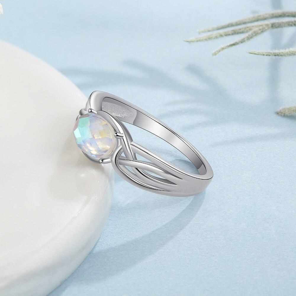 925 Sterling Silver Oval Rainbow Moonstone Rings for Women Silver 925 Braided Wide Ring Jewelry GIfts for Girlfriend