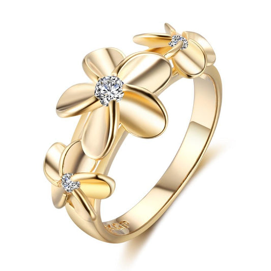 Floral Trendy Ring Female Decoration Carnation Zircon Vintage Ring